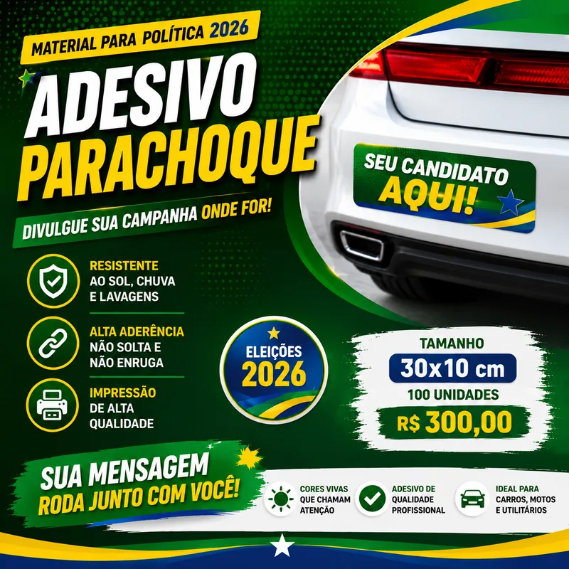Adesivo Parachoque de campanha política